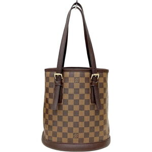 Louis Vuitton Damier Handbag Leather Brown Ebene Mare Bucket